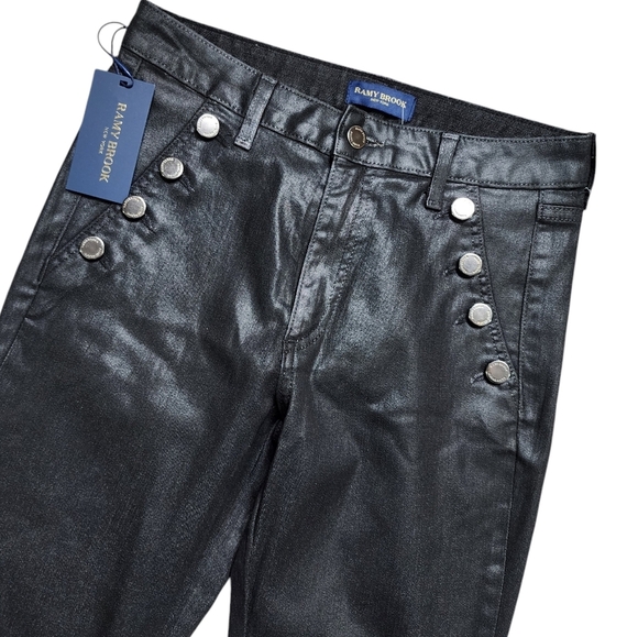 NWT Ramy Brook Black Coated Helena Pants Size 25 - Picture 5 of 12